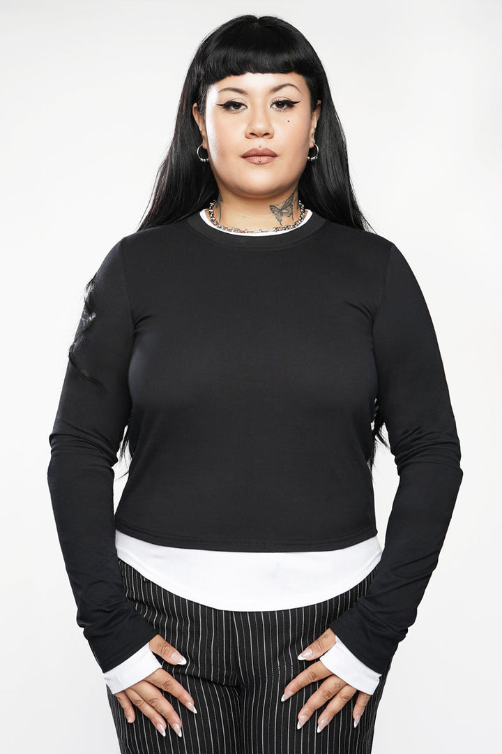 fair trade womens layered shirt with thumbholes