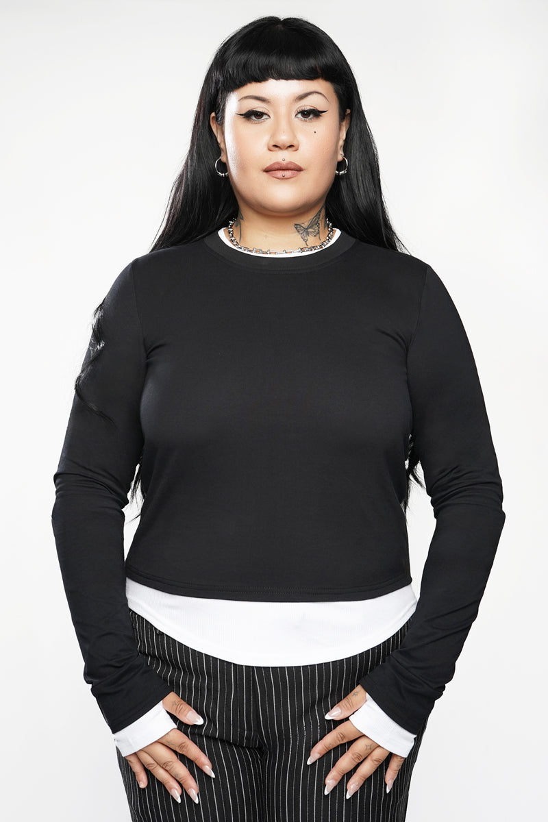 fair trade womens layered shirt with thumbholes