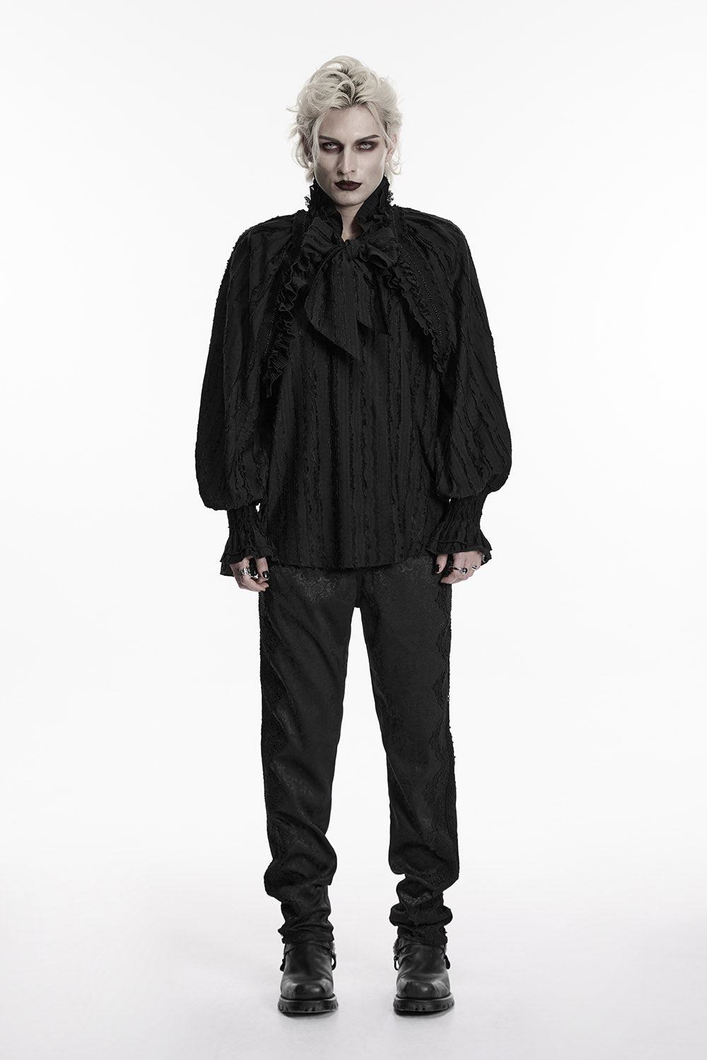 ruffled vampire long sleeve black victorian pirate shirt for men