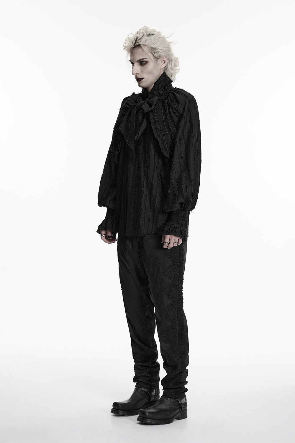 ragged long sleeve black victorian pirate shirt for men