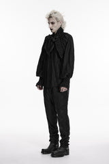 ragged long sleeve black victorian pirate shirt for men