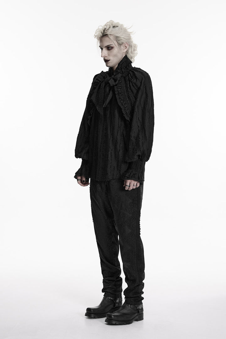 ragged long sleeve black victorian pirate shirt for men