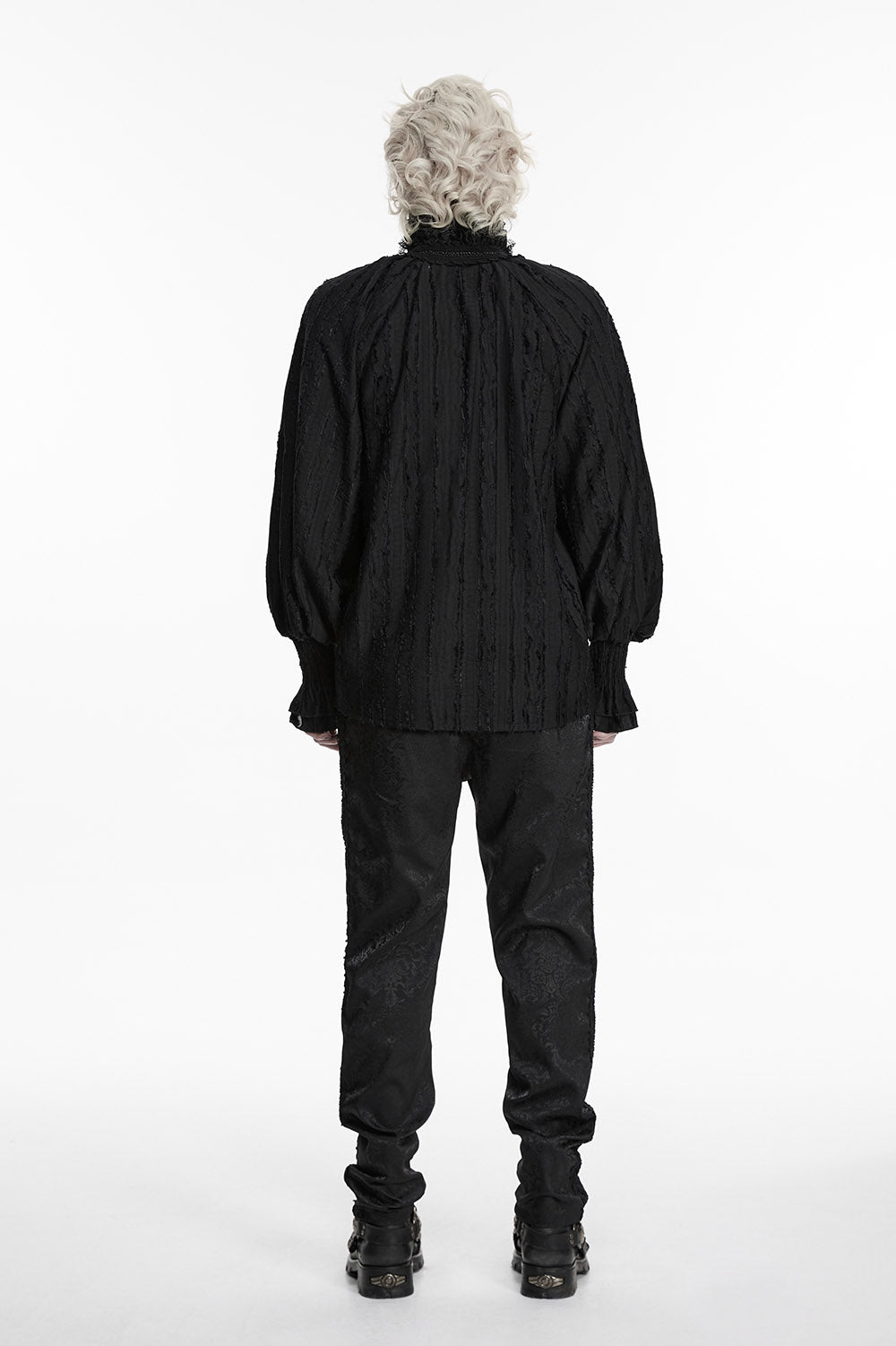 long sleeve black victorian pirate shirt for men with necktie