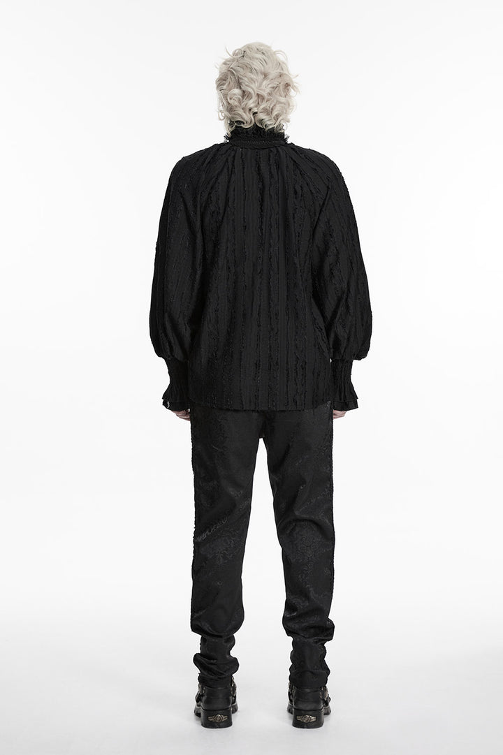 long sleeve black victorian pirate shirt for men with necktie