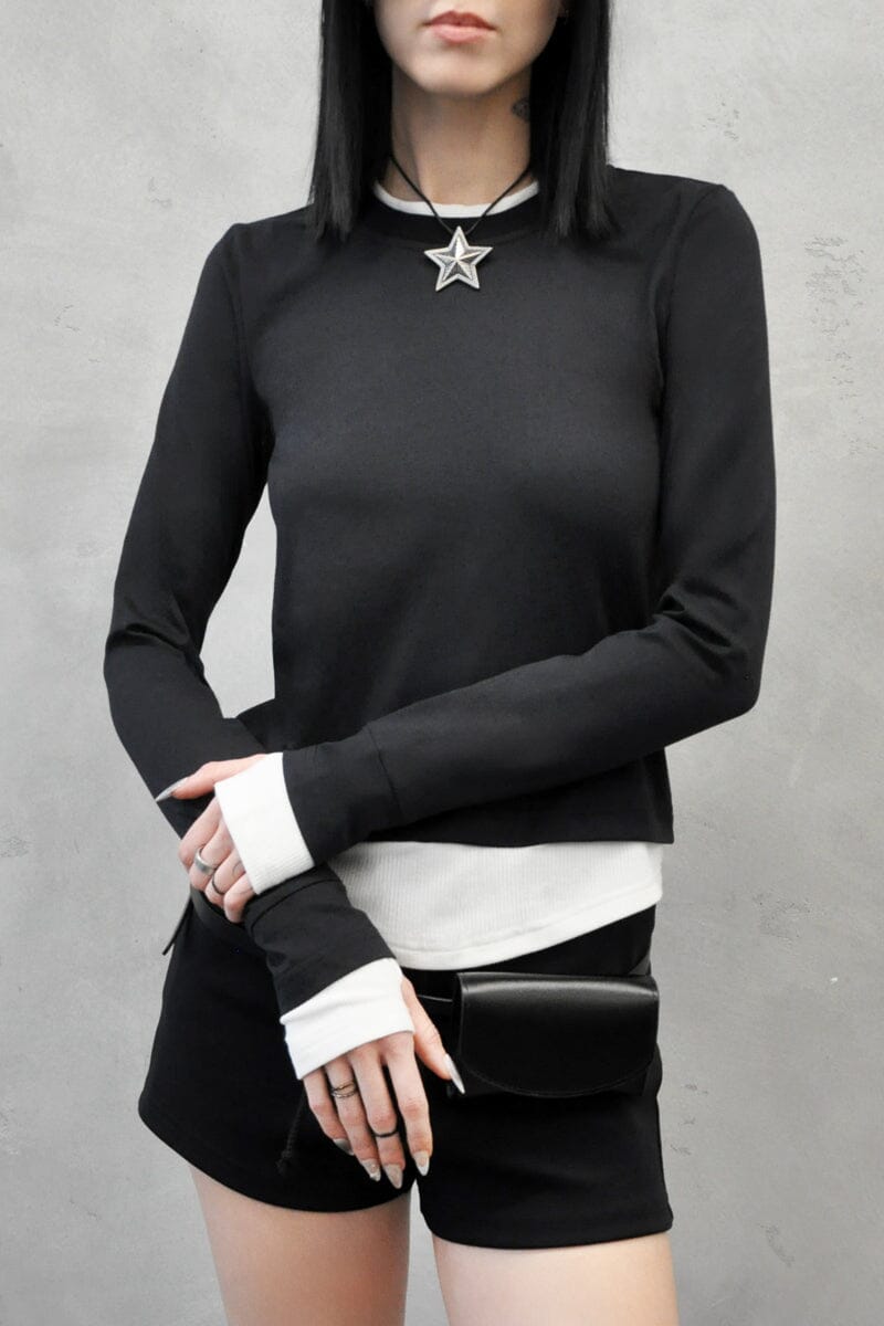 black and white womens layered shirt