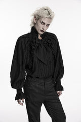 long sleeve black victorian pirate shirt for men