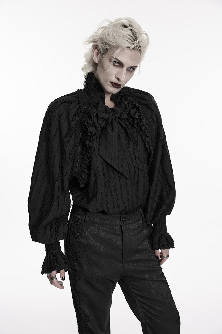long sleeve black victorian pirate shirt for men
