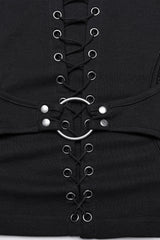 womens eyelet lace-up top with tumbholes