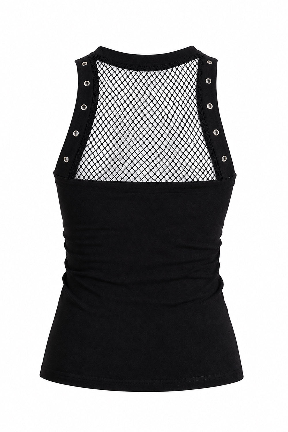womens grunge goth black tank top with eyelets