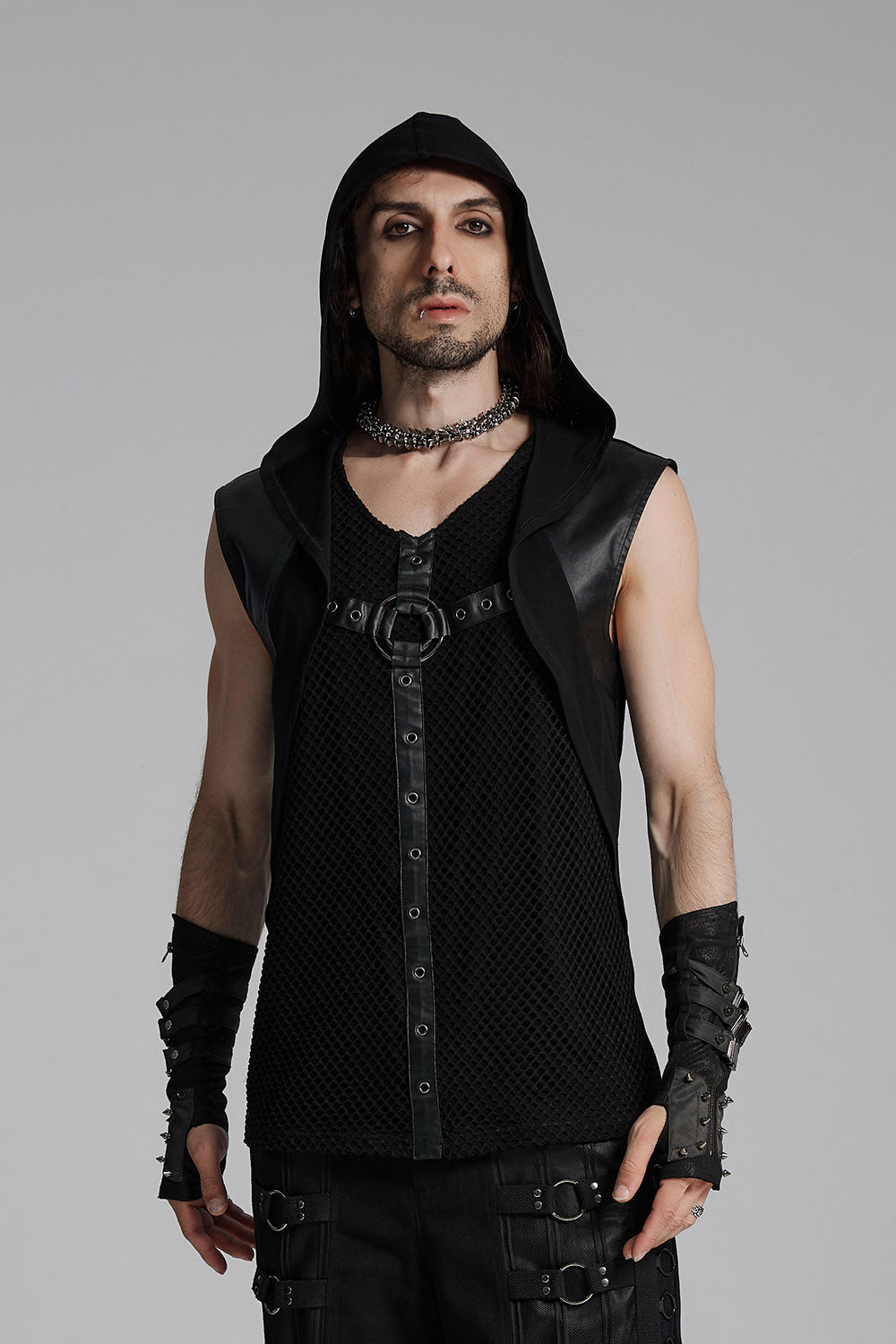 mens vegan leather cyberpunk shirt