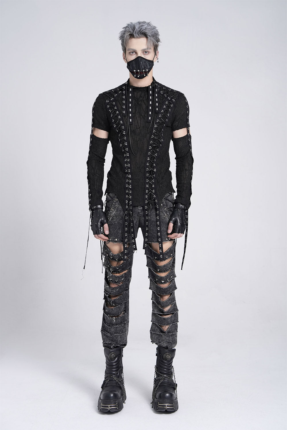 90s goth inspired long sleeve shirt for men