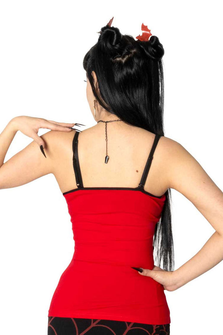 red and black lace tank top