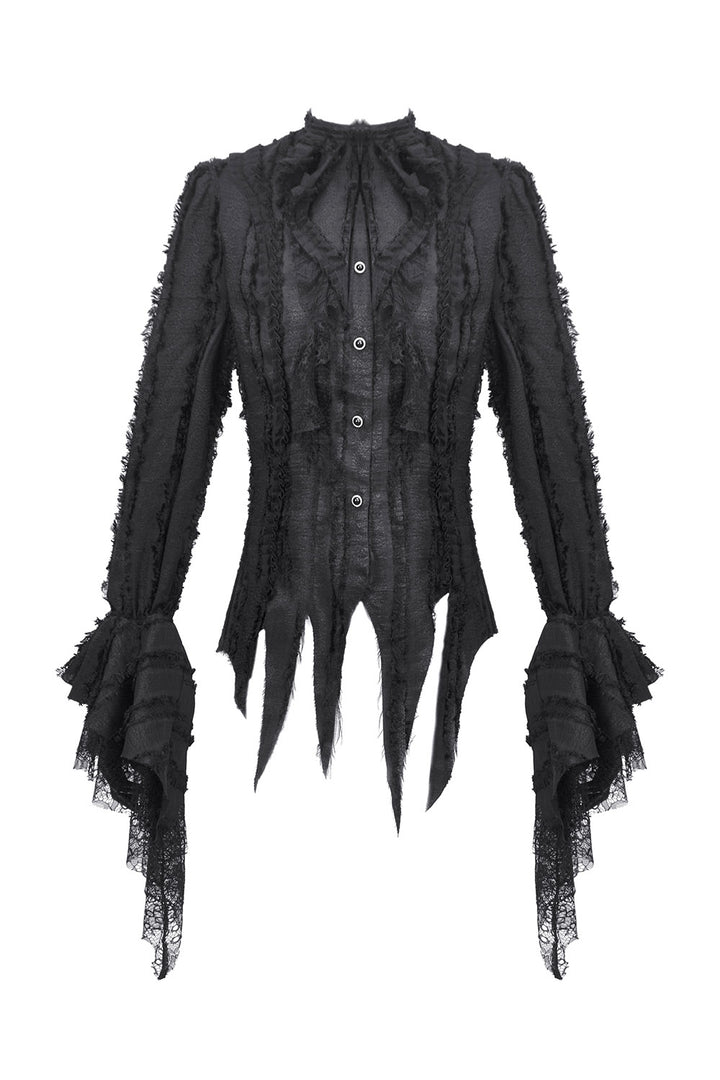 womens button-up distressed blouse