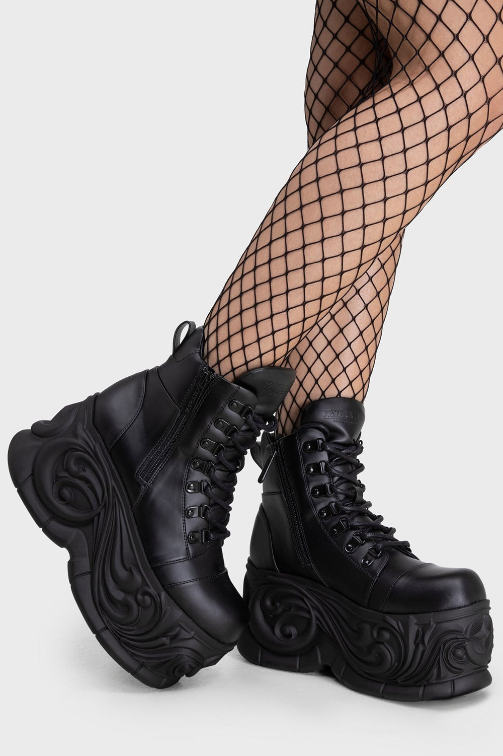gothic platform boots with ornate whimsigoth platform heels