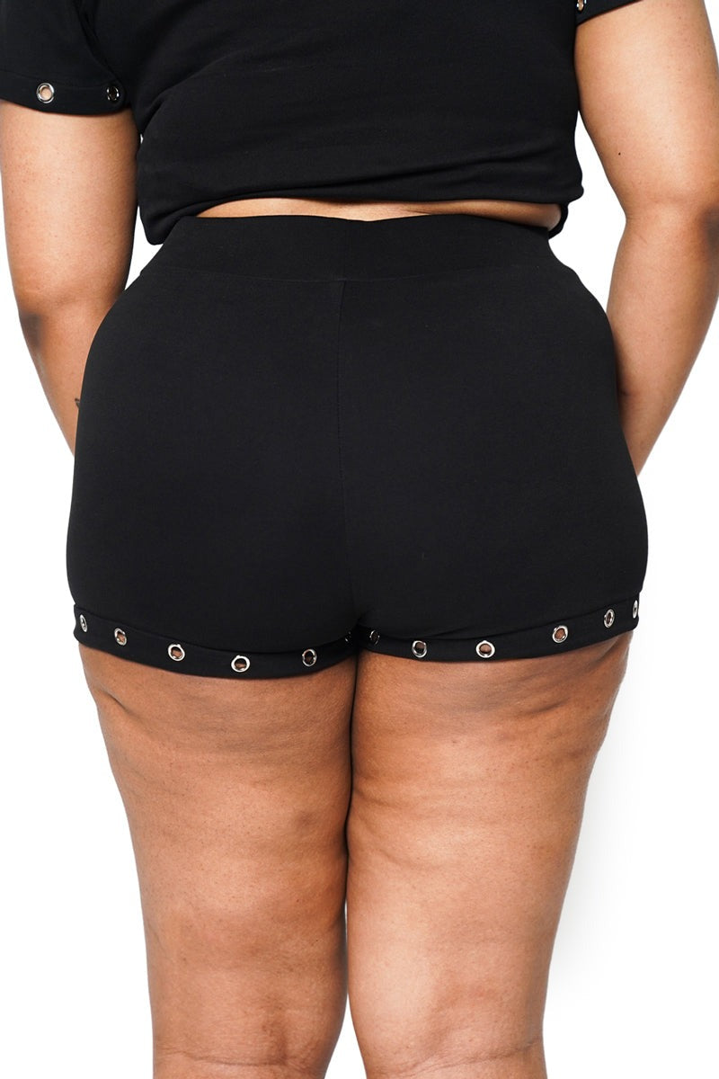 womens plus size high-waisted grunge goth shorts by forest ink
