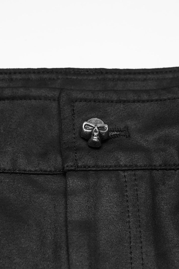 mens gothic shorts with skull button