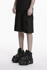 long punk black mens gothic shorts