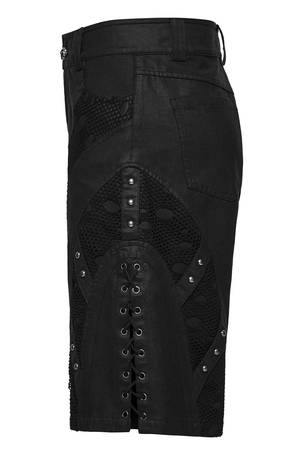 lacedup mens gothic shorts with studs