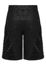 vegan leather looking mens gothic shorts