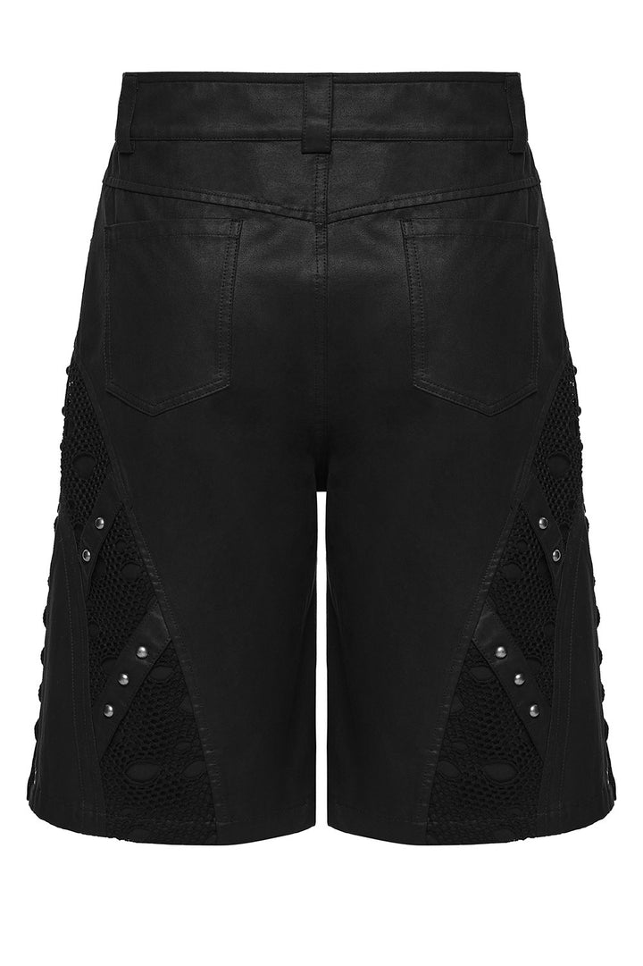 vegan leather looking mens gothic shorts