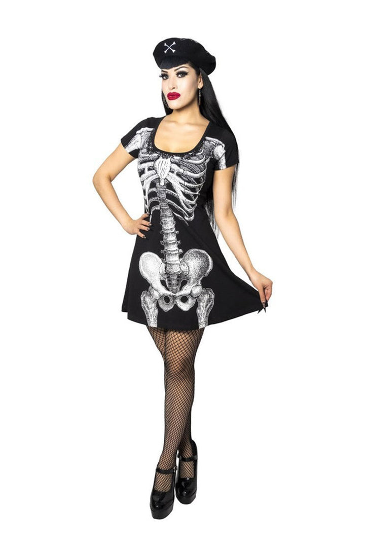 Skeleton White Flare Dress