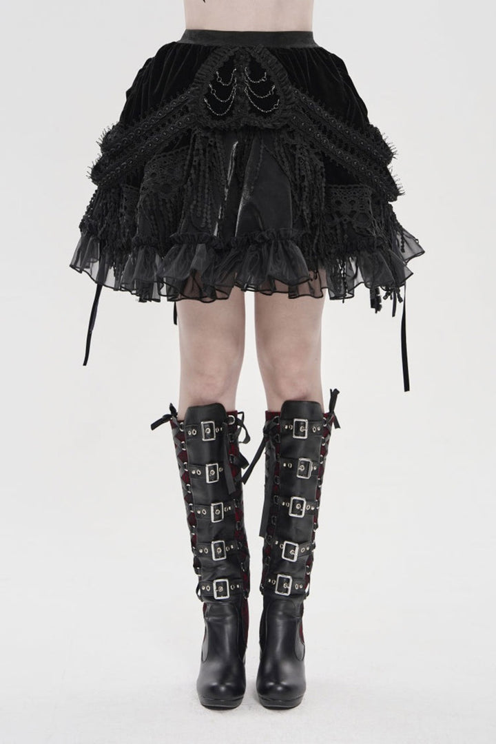 victorian high waisted black velvet skirt
