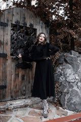 womens elegant gothic black midi length skirt