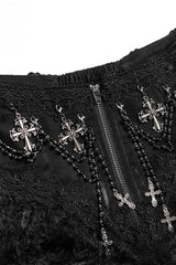womens long gothic skirt with cross charms