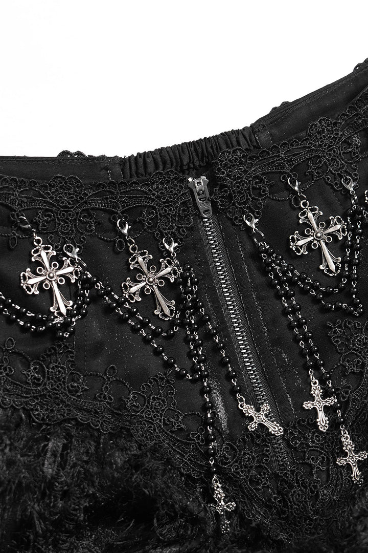 womens long gothic skirt with cross charms