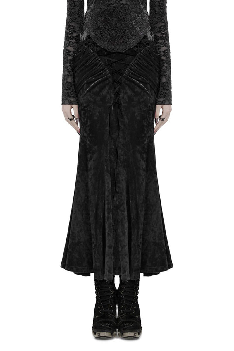 gothic lace-up velvet vampire skirt