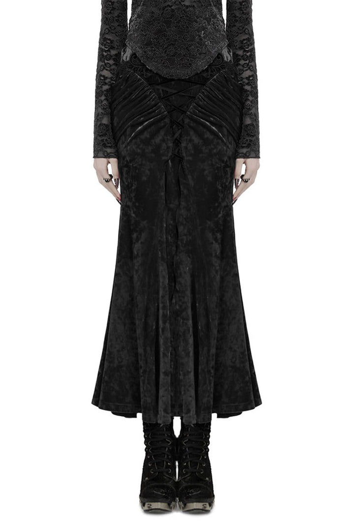 gothic lace-up velvet vampire skirt