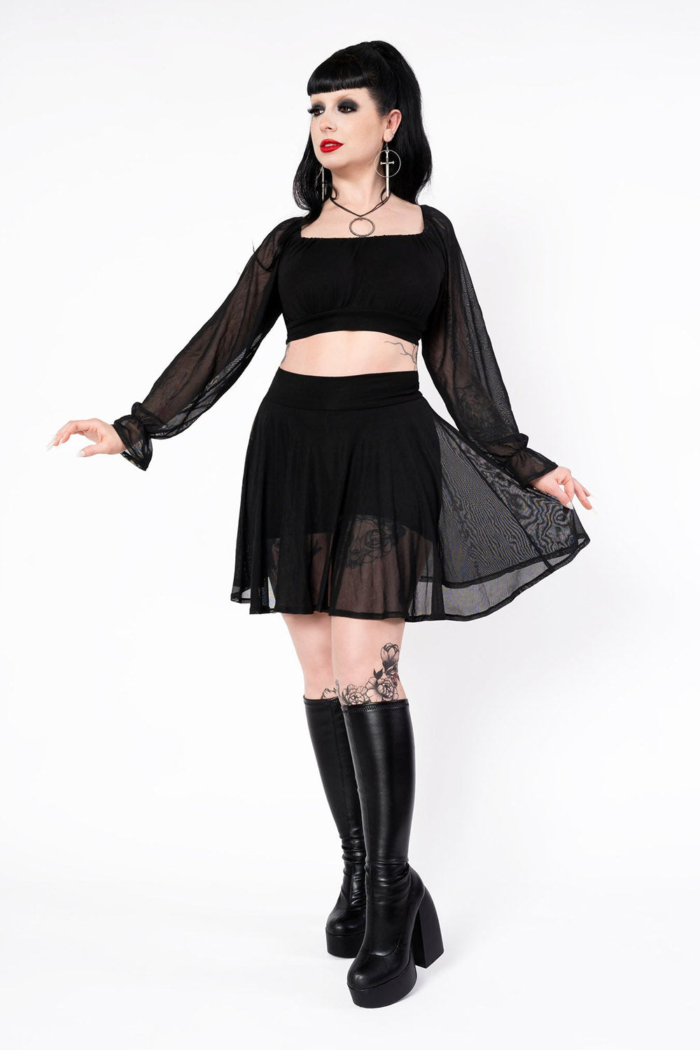 womens mini goth skirt with built in shorts