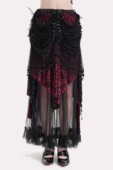 vintage goth inspired red asymmetric skirt 