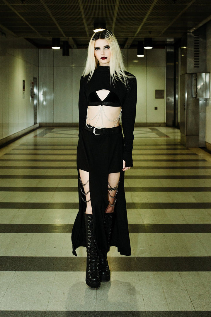 goth high waist slit skirt