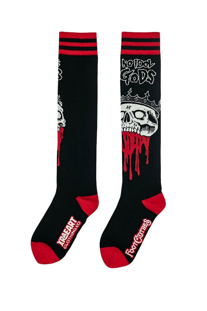 emo skull knee high socks