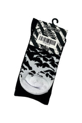 gothic white and black knitted bat socks for men and women 
