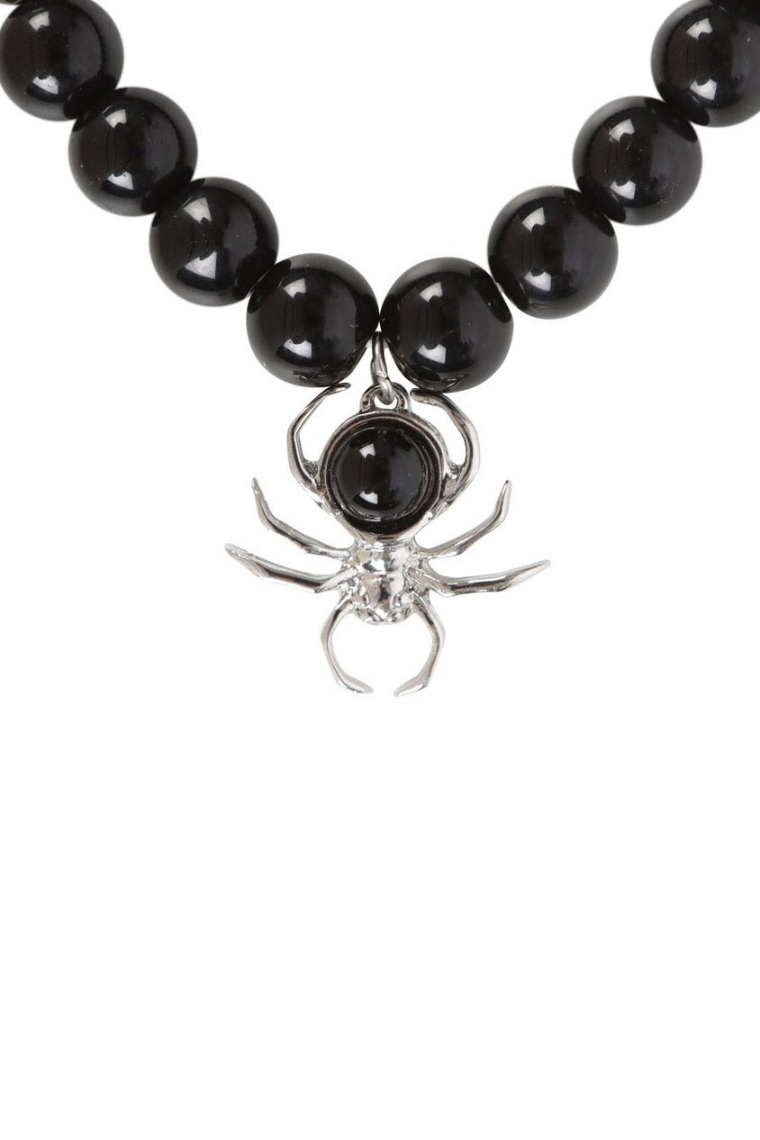 Gothic Spider Black Obsidian Beaded Bracelet - bracelets - VampireFreaks - Something Different