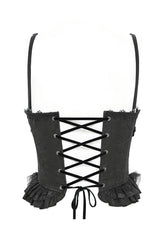 black rose ruffled hem corset tank top