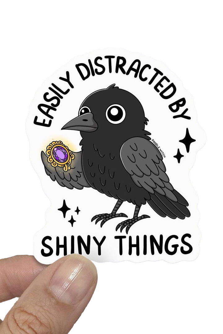 Easily Distracted By Shiny Things Raven Sticker