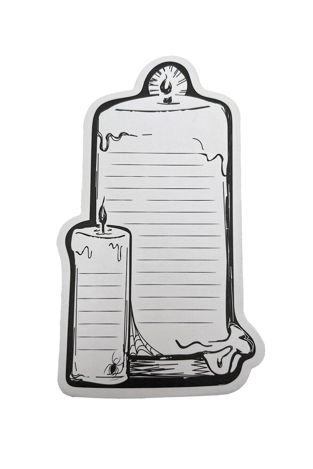 black and white melting candle sticky note pad by vampirefreaks with lined pages