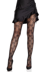 gothic bow ribbon tights by leg avenue 