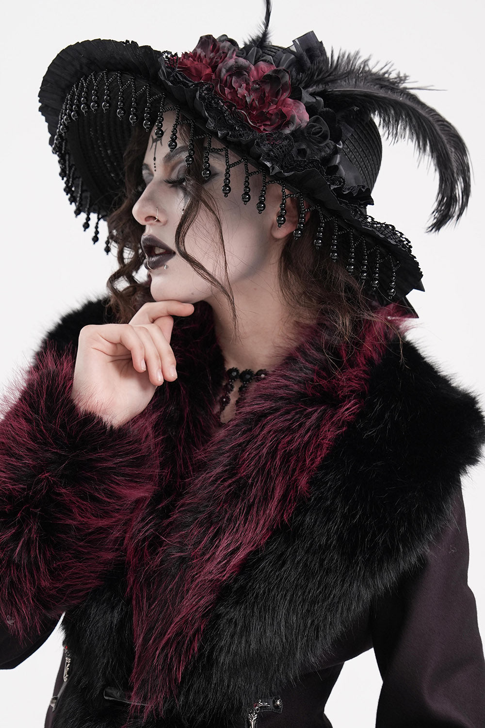 black straw goth hat