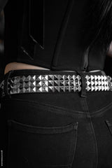 real leather studded belt