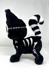embroidered gothic skeleton cat plushie with stitches