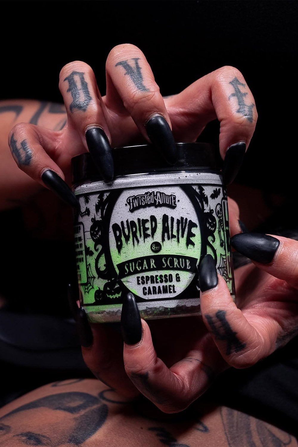 twisted allure zombie themed sugar scrub for bath and body
