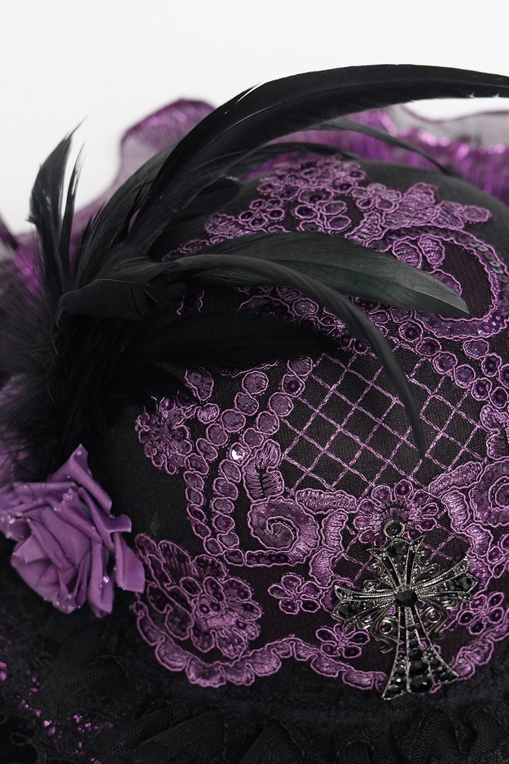 large brimmed summer victorian goth embroidered hat