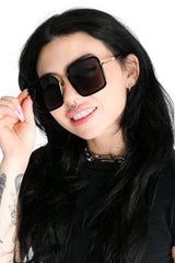 large womens UV-protected oversized square sunglasses