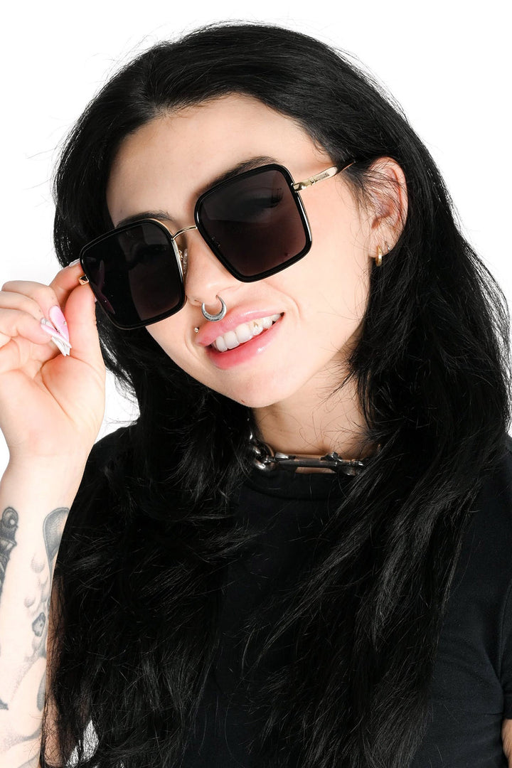 large womens UV-protected oversized square sunglasses