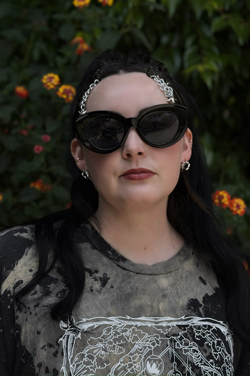 goth large round sunglasses 