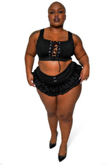 high rise womens plus size ruffled bloomer bikini bottoms